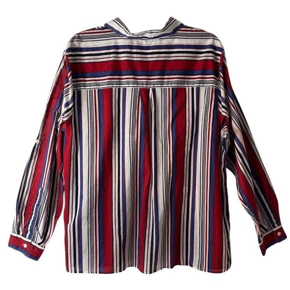 First Issue Liz Claiborne red white blue cotton lightweight button shirt 18/20 - Picture 2 of 10